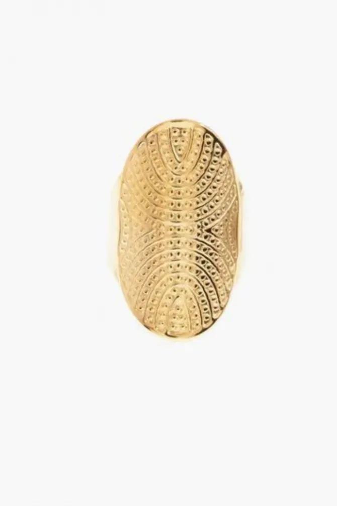 Anillo ajustable de acero dorado