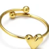 Anillo ajustable de acero dorado corazón