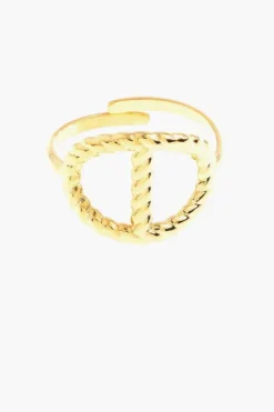 Anillo ajustable de acero dorado