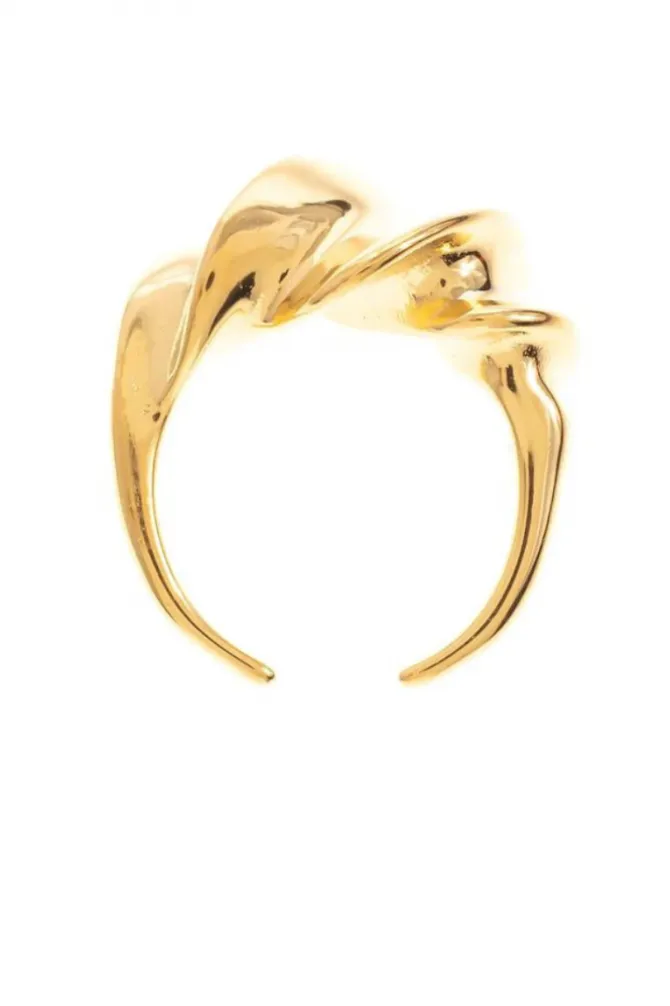 Anillo ajustable de acero dorado