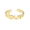 Anillo ajustable de acero dorado love