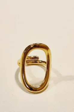 Anillo dorado de acero circulo