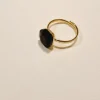 Anillo dorado de acero piedra negra