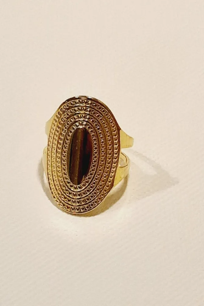 Anillo dorado de acero sello