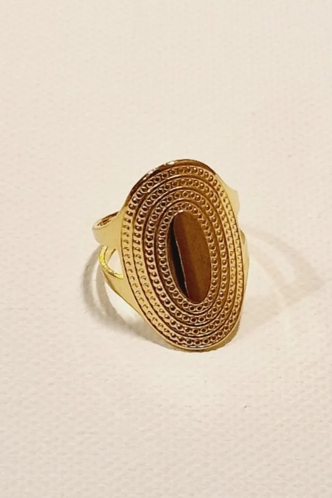 Anillo dorado de acero sello