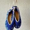 Bailarinas crochet azul con lazo blanco