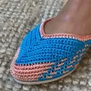 Bailarinas crochet con lazo azul y rosa