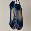 Bailarinas crochet con lazo color azul marino rematada en azul claro