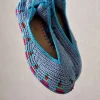 Bailarinas crochet con lazo azul