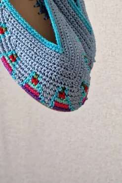 Bailarinas crochet con lazo azul