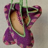Bailarinas crochet lila con lazo verde lima