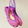 Bailarinas crochet rosa con lazo morado