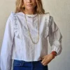 Blusa bordada flores blanca