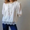 Blusa blanca de plumeti con puntilla