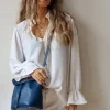Blusa crepe blanco roto volantes