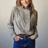 Blusa cuadros con volantes verde