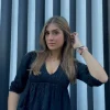 Blusa cuello pico con detalles lurex negro