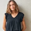 Blusa cuello pico con detalles lurex negra