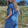 Blusa denim de rayas azul jeans