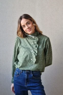 Blusa estampado geométrico verde