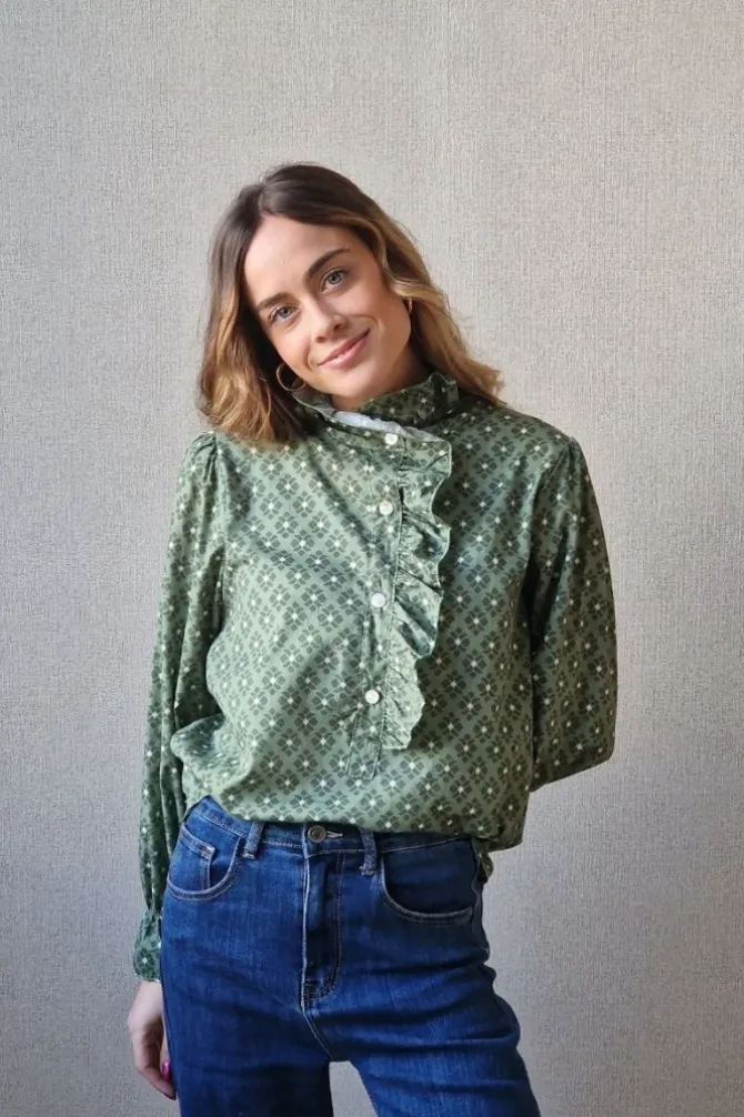 Blusa estampado geométrico verde