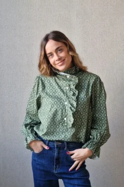 Blusa estampado geométrico verde