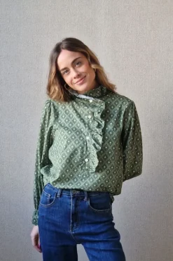 Blusa estampado geométrico verde