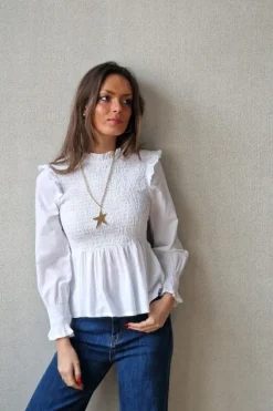 Blusa fruncida blanca