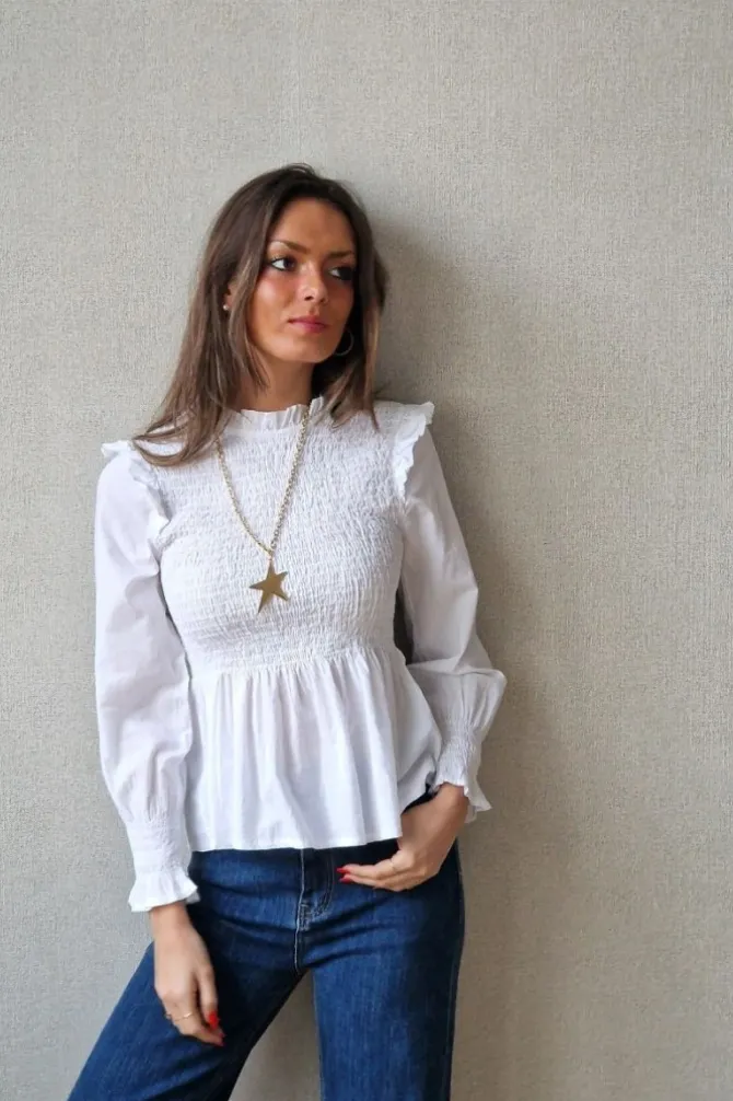 Blusa fruncida blanca