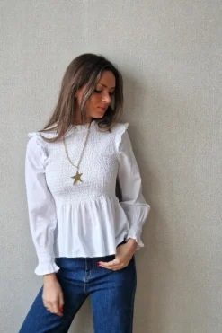 Blusa fruncida blanca