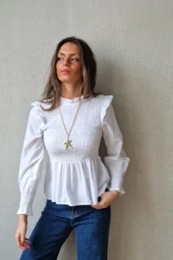 Blusa fruncida blanca