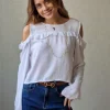 Blusa hombros al aire blanca
