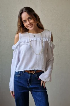 Blusa hombros al aire blanca