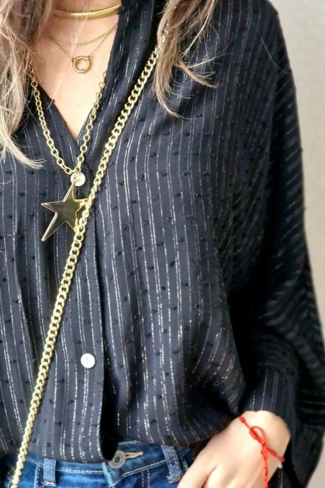Blusa plumeti y lurex negra