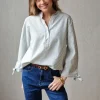 Blusa rayas con botones verde