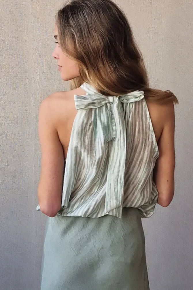 Blusa rayas verde salvia