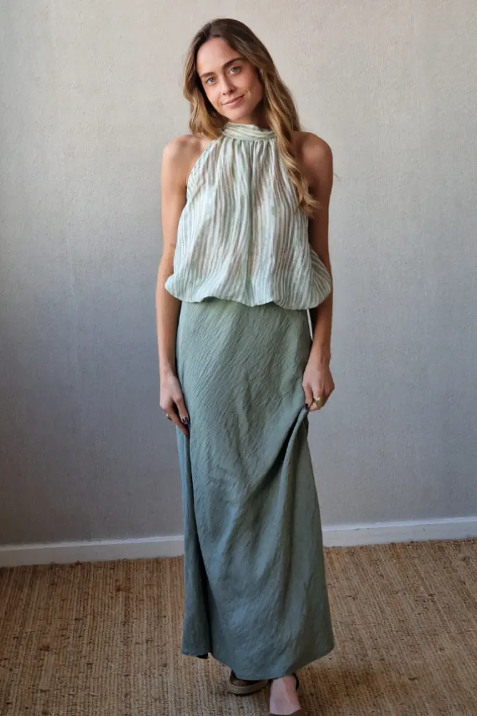Blusa rayas verde salvia