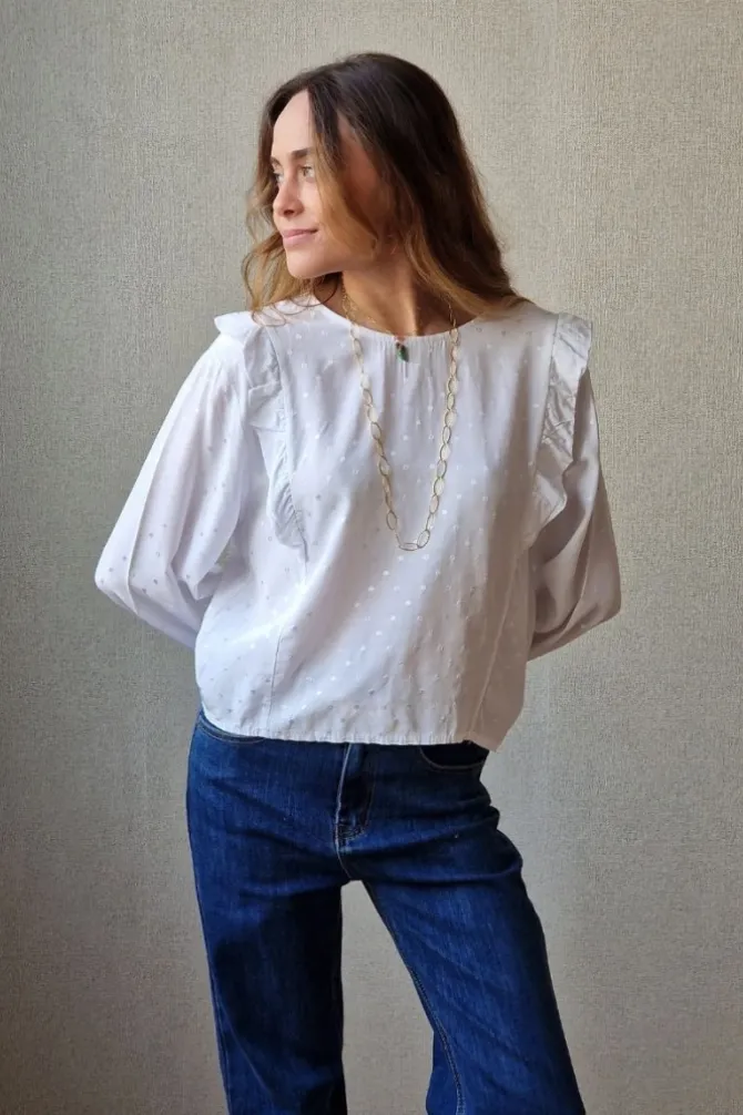 Blusa teen circulos blanca