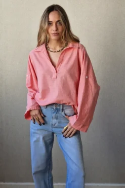 Blusa tipo lino coral