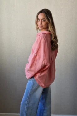 Blusa tipo lino coral