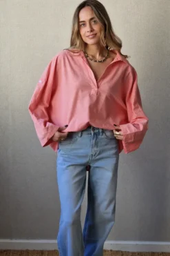 Blusa tipo lino coral