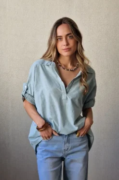 Blusa tipo lino verde
