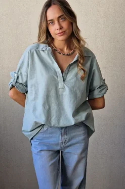 Blusa tipo lino verde