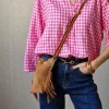 Blusa vichy con botones fucsia