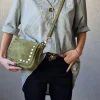 Blusa vichy cuello Mao verde