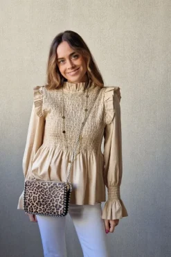 Bolso bandolera tachas animal print beige