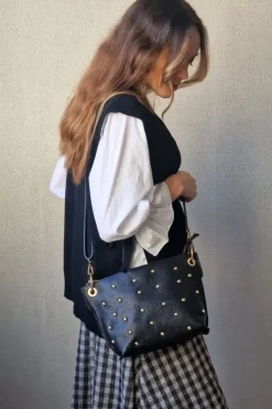 Bolso bandolera tachuelas negro