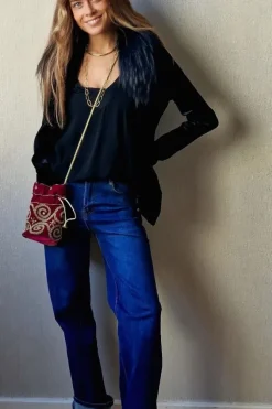 Bolso bombonera buganvilla y dorada