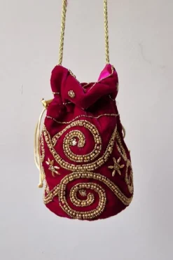 Bolso bombonera buganvilla y dorada