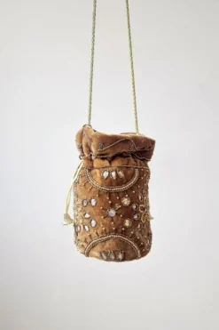 Bolso bombonera camel y dorada